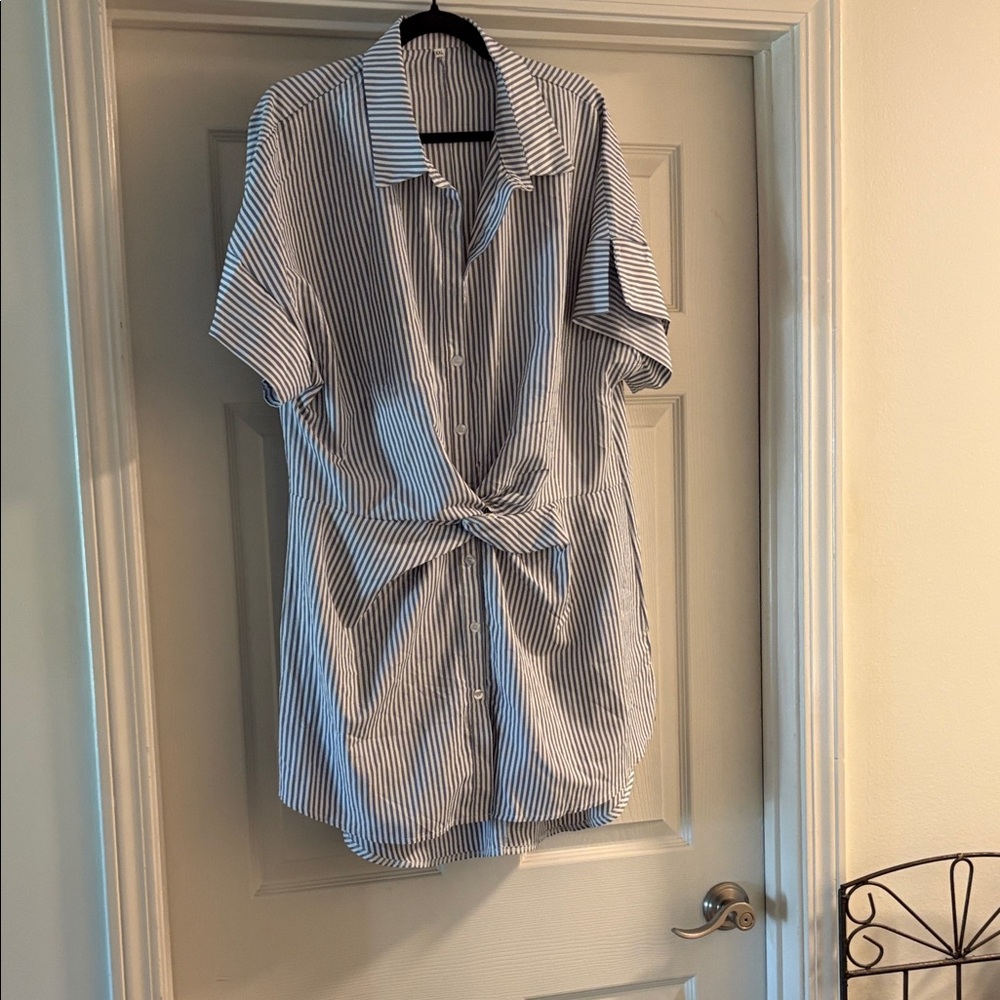 Striped Blue and White Womens Dress